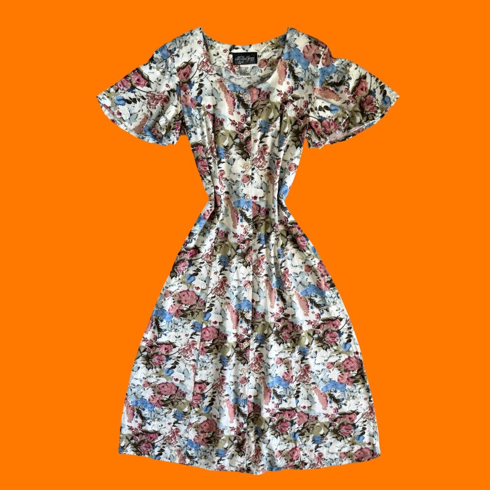 90's vintage floral corset lace up grunge midi maxi dress Size 5/6 all that jazz